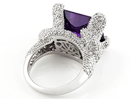 Charles Winston For Bella Luce® 24.45ctw Amethyst & Diamond Simulants Rhodium Over Sterling Ring - Size 5