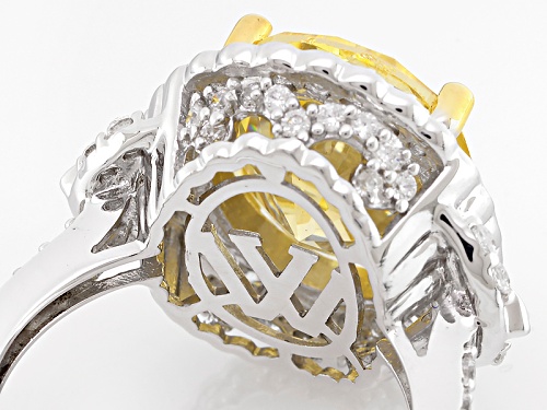 Charles Winston For Bella Luce ® Canary & White Diamond Simulant Rhodium Over Sterling Silver Ring - Size 9