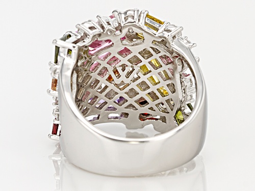 Charles Winston For Bella Luce ® 15.50ctw Multicolor Gem  Simulants Rhodium Over Sterling Ring - Size 6