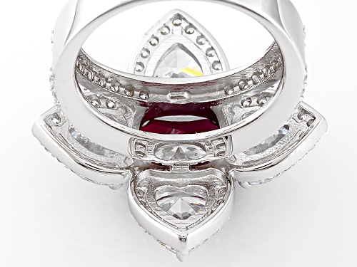 Charles Winston For Bella Luce® Lab Created Ruby & Diamond Simulant Rhodium Over Sterling Ring - Size 7