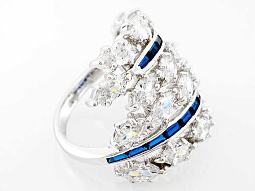 Charles Winston For Bella Luce ® 8.01ctw Sapphire & Diamond Simulants Rhodium Over Sterling Ring - Size 5