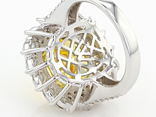 Charles Winston For Bella Luce®20.03ctw Canary & Diamond Simulants Rhodium Over Sterling Ring - Size 12