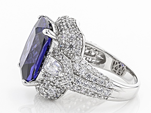 Charles Winston For Bella Luce ® 19.00ctw Tanzanite & Diamond Simulants Rhodium Over Silver Ring - Size 7