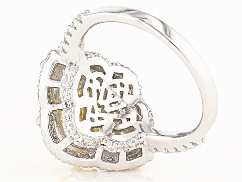 Charles Winston For Bella Luce ® 8.66ctw Canary & Diamond Simulants Rhodium Over Silver Ring - Size 12