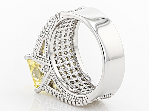 Charles Winston for Bella Luce ® Canary & White Diamond Simulants Rhodium Over Sterling Silver Ring - Size 11