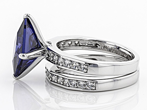 Charles Winston For Bella Luce ®Tanzanite White Diamond Simulants Rhodium Over Silver Ring With Band - Size 8