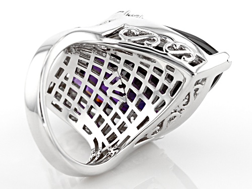 Charles Winston For Bella Luce®38.70CTW Amethyst & White Diamond Simulants Rhodium Over Silver Ring - Size 7