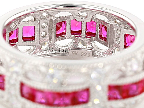 Charles Winston For Bella Luce®Lab Created Ruby & White Diamond Simulant Rhodium Over Silver Ring - Size 7