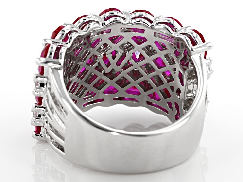 Charles Winston for Bella Luce ®Lab Created Ruby & White Diamond Simulant Rhodium Over Silver Ring - Size 7