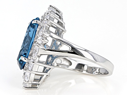 Charles Winston for Bella Luce® Lab Blue Spinel and Diamond Simulant Rhodium Over Silver Ring - Size 8