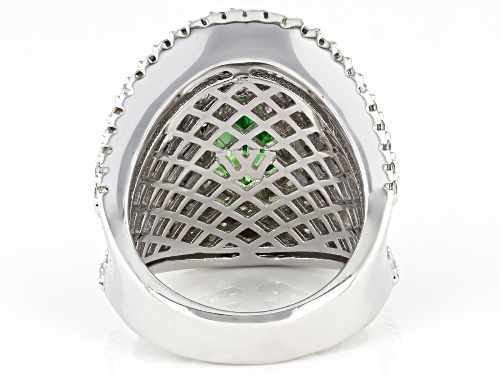 Charles Winston For Bella Luce® 9.56ctw Emerald & White Diamond Simulants Rhodium Over Silver Ring - Size 6