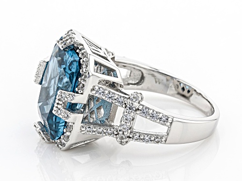 Charles Winston For Bella Luce® Lab Blue Spinel and White Diamond Simulant Rhodium Over Silver Ring - Size 6