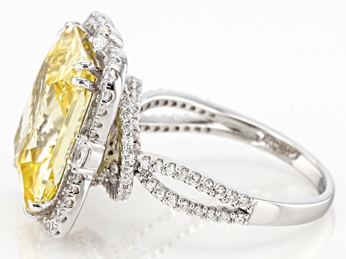 Charles Winston For Bella Luce® 15.09ctw Canary and White Diamond Simulants Rhodium Over Silver Ring - Size 8