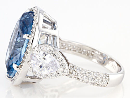 Charles Winston For Bella Luce® 12.54ctw Blue & White Diamond Simulants Rhodium Over Silver Ring - Size 8