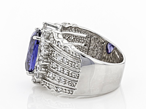 Charles Winston For Bella Luce® Tanzanite And White Diamond Simulants Rhodium Over Silver Ring - Size 7