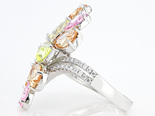 Charles Winston for Bella Luce® 10.90ctw Multi Gemstone Simulants Rhodium Over Silver Ring - Size 6