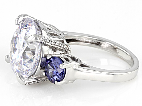 Charles Winston for Bella Luce® 15.23ctw Tanzanite And Diamond Simulants Platinum Over Silver Ring - Size 8