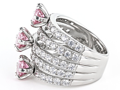 Charles Winston for Bella Luce® 6.57ctw Pink And White Diamond Simulants Rhodium Over Silver Ring - Size 8