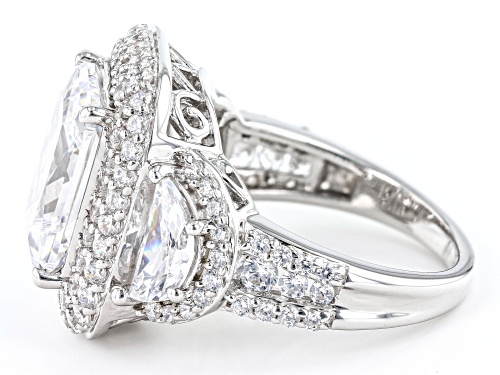 Charles Winston Bella Luce® 15.79ctw White Diamond Simulant Rhodium Over Silver Ring - Size 9