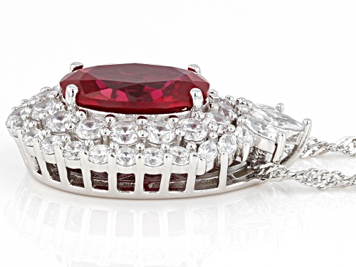 Charles Winston Bella Luce® 6.77ctw Lab Created Ruby & Diamond Simulant Rhodium Over Silver Pendant