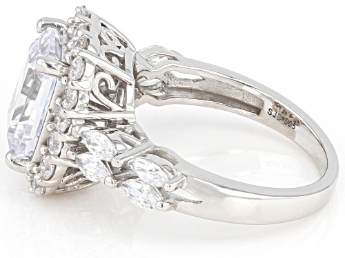 Charles Winston Bella Luce®8.01ctw White Diamond Simulant Rhodium Over Silver Ring (4.85ctw DEW) - Size 9