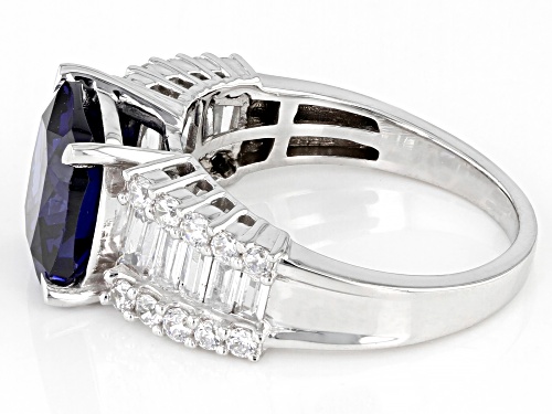 Charles Winston For Bella Luce® 7.49ctw Tanzanite And White Dia Simulants Rhodium Over Silver Ring - Size 6