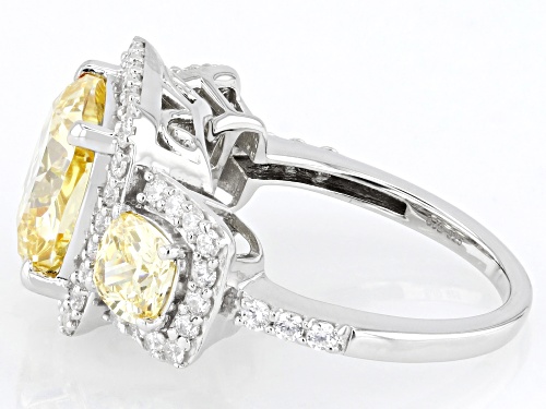 Charles Winston For Bella Luce® 9.14ctw Canary And White Diamond Simulants Rhodium Over Silver Ring - Size 10