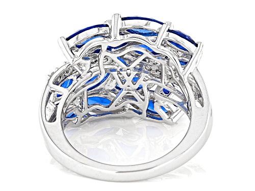 Charles Winston For Bella Luce® 7.26ctw Lab Blue Spinel & Diamond Simulant Rhodium Over Silver Ring - Size 7
