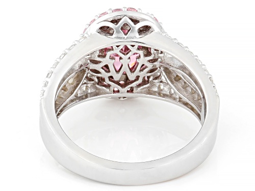 Charles Winston For Bella Luce® 4.22ctw Pink And White Diamond Simulants Rhodium Over Silver Ring - Size 10