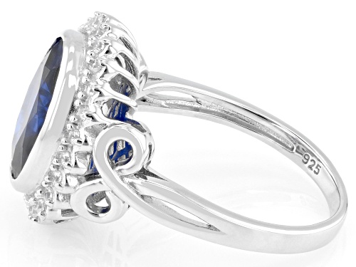 Charles Winston For Bella Luce® 5.36ctw Lab Blue Spinel & Diamond Simulant Rhodium Over Silver Ring - Size 10