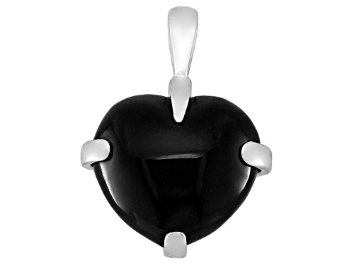 English Whitby Jet 13x11mm Cross Heart Sterling Silver Pendant Comes With W. Hamond Box