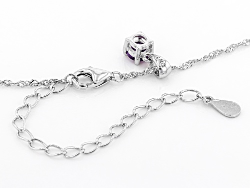 .21ct Round African Amethyst Rhodium Over Sterling Silver Children's Birthstone Pendant with Chain