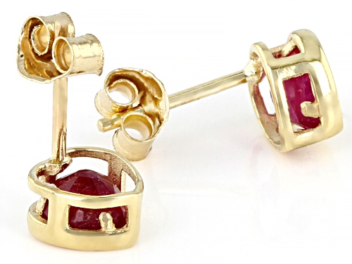 .56ctw Red Heart Shaped Mahaleo® Ruby Solitaire, Children's 10k Yellow Gold Stud Earrings