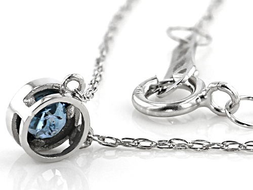 .11ct Round London Blue Topaz Solitaire, Rhodium Over 10k White Gold Child's Necklace - Size 12