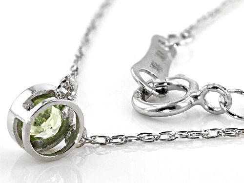 .11ct Round Manchurian Peridot™ Solitaire, Rhodium Over 10k White Gold Child's Necklace - Size 12