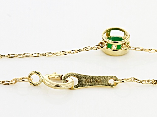 .10ct Round Sakota Emerald Solitaire 10k Yellow Gold Children's Necklace - Size 12