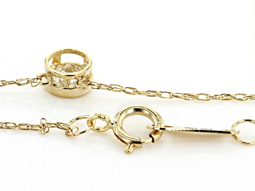 .11ct Round White Zircon Solitaire 10k Yellow Gold Children's Necklace - Size 10