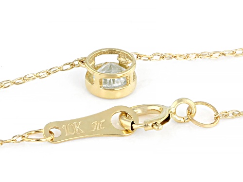 .11ct Round Aquamarine Solitaire 10k Yellow Gold Child's Necklace - Size 10