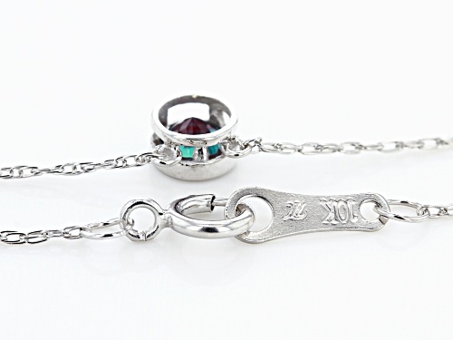 .17ctw Round Lab Created Alexandrite Solitaire, Rhodium Over 10k White Gold Child's Necklace. - Size 10