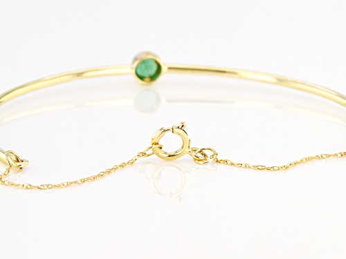 .10ct Round Sakota Emerald Solitaire 10k Yellow Gold Bracelet - Size 6