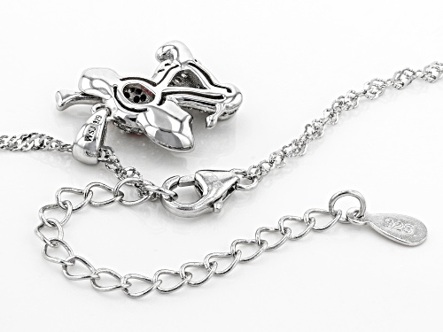 .32ctw Lab Created Ruby &  Lab White Sapphire Rhodium Over Silver Children's Elephant Pendant/Chain