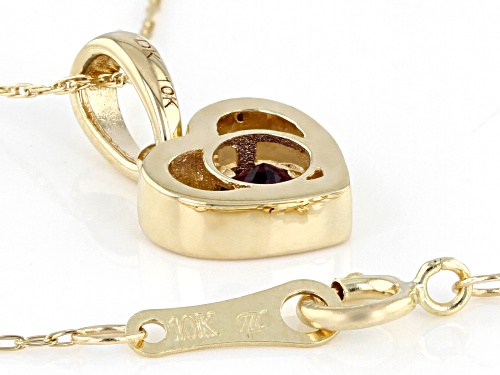.10ct Round African Amethyst Solitaire, 10k Yellow Gold Children's Heart Pendant With 12