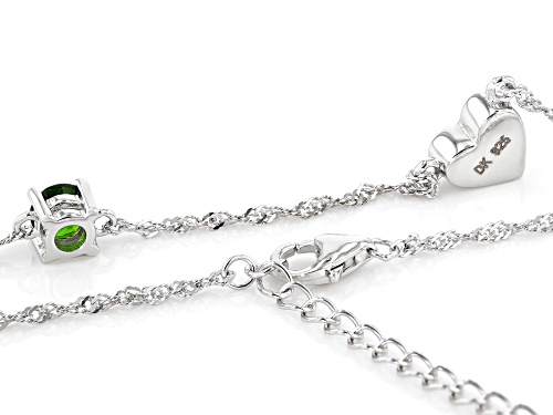 .23ct Round Russian Chrome Diopside Rhodium Over Sterling Silver Heart 