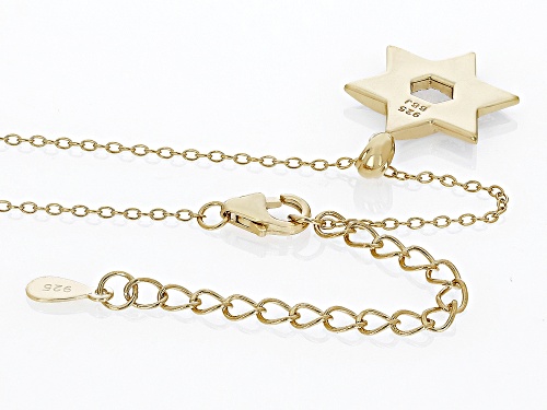 .08ctw White Zircon & Enamel 18k Yellow Gold Over Silver Children's Star of David Pendant/Chain