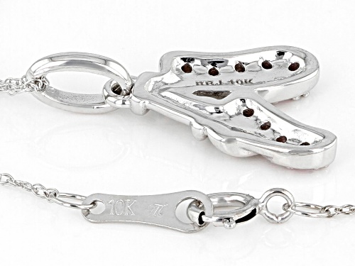 0.13ctw Pink Sapphire Rhodium Over 10k White Gold Children's Ballet Slipper Pendant With Chain