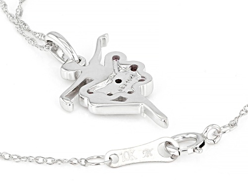 0.09ctw Round Pink Sapphire Rhodium Over 10k White Gold Children's Ballerina Pendant With Chain