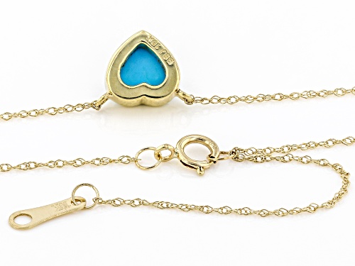 6mm Heart Shaped Sleeping Beauty Turquoise 10k Yellow Gold Necklace