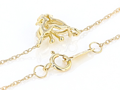 0.42ctw Marquise And Round White Zircon 10k Yellow Gold Childrens Necklace. - Size 12