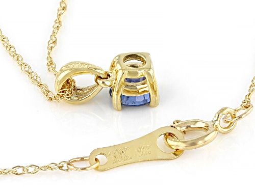 0.30ct Round Blue Sapphire 10K Yellow Gold Children's Solitaire Pendant With Chain