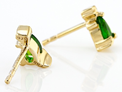 0.44ctw Pear Chrome Diopside 18k Yellow Gold Over Silver Children's Dinosaur Stud Earrings